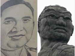 Wah! Wajah Patung Gajah Mada di Depan Mabes Polri Ternyata Wajah Komjen M Jasin