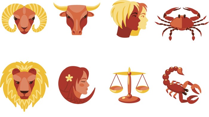 Zodiac icons set flat