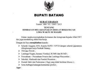 Di Batang, Bupati Keluarkan Imbauan: Saat Azan Aktivitas Stop dan Salat Berjamaah