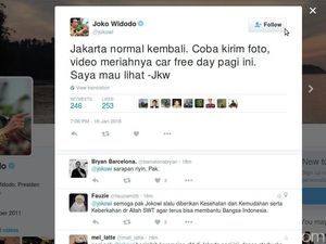 Warga Laporkan Keramaian Car Free Day ke Jokowi via Twitter