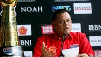 Panglima TNI Jenderal Gatot Nurmantyo saat menyampaikan keterangan pers terkait laga final Piala Sudirman. Presiden Joko Widodo, kemungkinan juga akan menghadiri laga final tersebut.