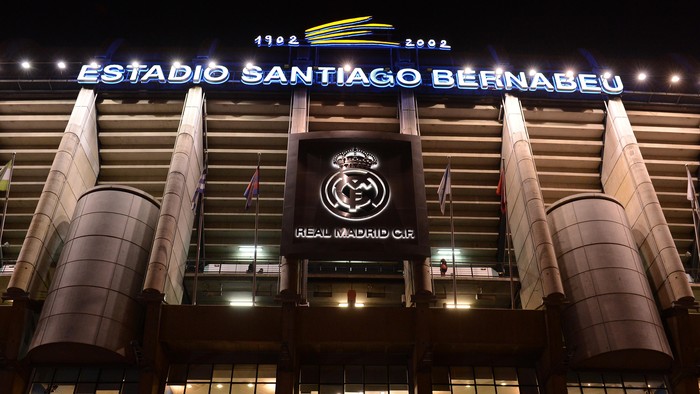 MADRID, SPAIN - FEBRUARY 13:  A general view of the outside of the  Estadio Santiago Bernabeu ahead of the UEFA Champions League Round of 16 first leg match between Real Madrid and Manchester United at Estadio Santiago Bernabeu on February 13, 2013 in Madrid, Spain.  (Photo by Mike Hewitt/Getty Images)
