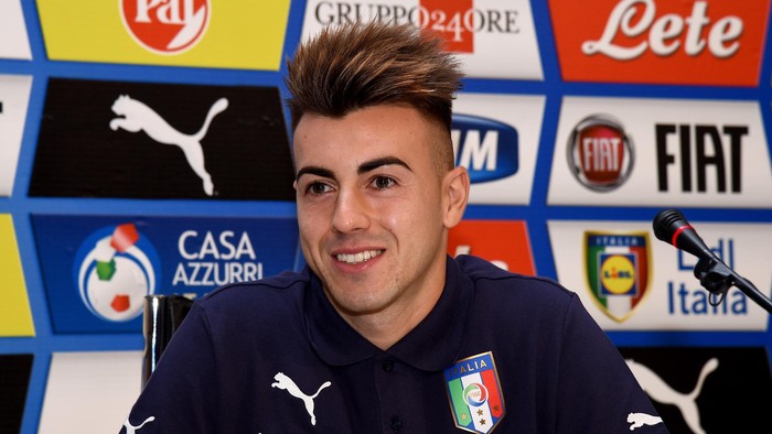 FLORENCE, ITALY - OCTOBER 07:  Stephan El Shaarawy of Italy speaks to the media during a press conference at Coverciano on October 7, 2015 in Florence, Italy.  (Photo by Claudio Villa/Getty Images)