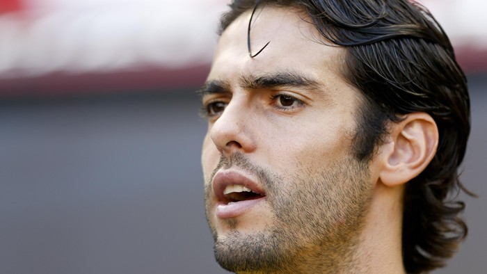 HARRISON, NJ - SEPTEMBER 5:  Kaka #20 of Brazil stands on the sidelines during their match against Costa Rica at Red Bull Arena on September 5, 2015 in Harrison, New Jersey.  (Photo by Jeff Zelevansky/Getty Images)