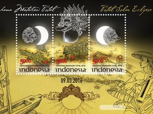 Mitos Batara Kala Jadi Desain Prangko Seri Gerhana Matahari Total