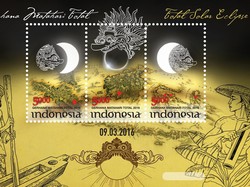 Mitos Batara Kala Jadi Desain Prangko Seri Gerhana Matahari Total