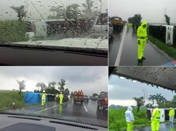 Ada Bus Terbalik, Tol Cikampek Arah Jakarta Macet 20 Km