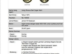 BI Punya Uang Logam Emas Pecahan Rp 100.000