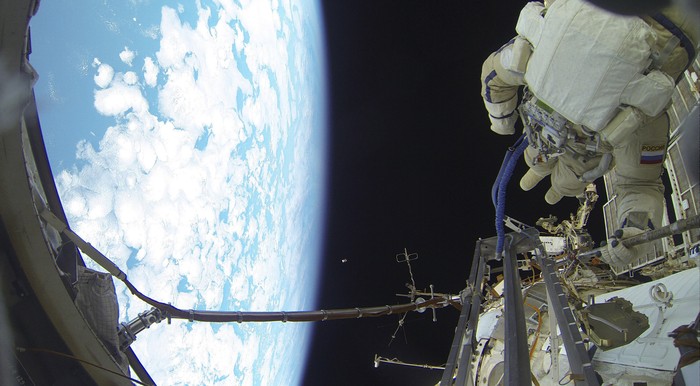 International Space Station (ISS) expedition 46/47 crew member, Russian cosmonaut Sergei Volkov performs a spacewalk outside the ISS in this Roscosmos image released on February 7, 2016. REUTERS/Roscosmos/Handout via Reuters ATTENTION EDITORS - THIS PICTURE WAS PROVIDED BY A THIRD PARTY. REUTERS IS UNABLE TO INDEPENDENTLY VERIFY THE AUTHENTICITY, CONTENT, LOCATION OR DATE OF THIS IMAGE. FOR EDITORIAL USE ONLY. NOT FOR SALE FOR MARKETING OR ADVERTISING CAMPAIGNS. FOR EDITORIAL USE ONLY. NO RESALES. NO ARCHIVE. THIS PICTURE IS DISTRIBUTED EXACTLY AS RECEIVED BY REUTERS, AS A SERVICE TO CLIENTS.