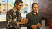 Momen Sundar Pichai Berbatik dan Sambut Jokowi