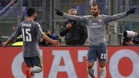 Jese merayakan gol yang dibuatnya di menit ke-86. Dalam pertandingan ini Madrid berhasil mengalahkan AS Roma dengan skor 2-0. Tony Gentile/Reuters/detikFoto.