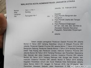 Isi SP1: Warga Kalijodo Diberi Waktu 7x24 Jam Mengosongkan Bangunan