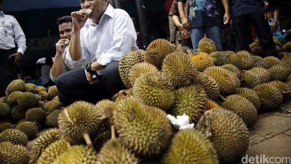 Menteri Marwan Santap Durian Bareng Warga