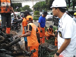 6 Petugas PLN Ambil Sampel Bungkus Kabel di Got Patung Kuda
