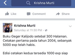 Kombes Krishna Cetak Ulang Geger Kalijodo, Hasil Penjualan Disumbangkan