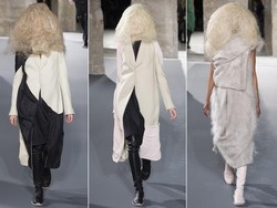 Desainer Tampilkan Model dengan Wajah Tertutup Bola Rambut di Paris