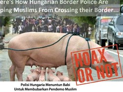 Foto Provokatif Polisi Hungaria Halau Pendemo Muslim Pakai Babi