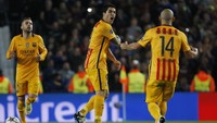 Suarez merayakan golnya. REUTERS/Sergio Perez.