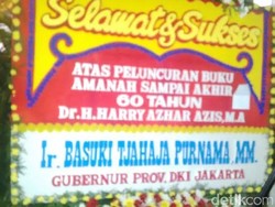 Ketua BPK Luncurkan Buku, Ahok Kirim Karangan Bunga