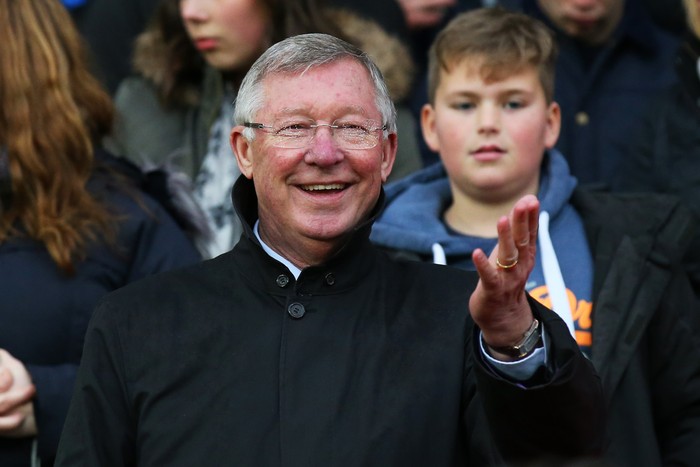 MANCHESTER, ENGLAND - NOVEMBER 14:  Sir Alex Ferguson the manager of Great Britain and Ireland waves to the fans during the David Beckham Match for Children in aid of UNICEF between Great Britain & Ireland and Rest of the World at Old Trafford on November 14, 2015 in Manchester, England.  (Photo by Alex Livesey/Getty Images)