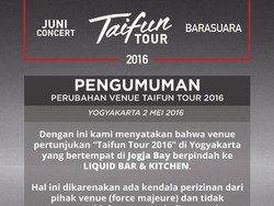 Taifun Tour 2016 Barasuara di Yogyakarta Pindah Tempat