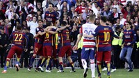 Dengan gol gol tersebut, Suarez memastikan gelar top skorer musim ini dengan catatan 40 gol. Pepe Marin/Reuters/detikcom.