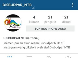 Promosi Pariwisata, Disbudpar NTB Luncurkan Akun Resmi di Instagram