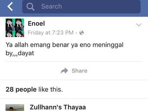 Misteri Status Facebook Eno yang Update Usai Kematiannya