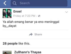 Misteri Status Facebook Eno yang Update Usai Kematiannya