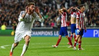 Selanjutnya ada Sergio Ramos. Bek Real Madrid ini memiliki 124 penampilan di Liga Champions, sama dengan capaian legenda Manchester United, Paul Scholes (Michael Regan/Getty Images)