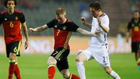 Belgia melakoni laga uji coba kontra Finlandia menuju Piala Eropa 2016 di Stade Roi Baudouin, Kamis (2/6/2016) dinihari WIB. Bermain di kandang sendiri, Belgia tampil dominan dengan penguasaan bola 68% dan lebih mengancam. REUTERS/Francois Lenoir.
