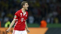 Oleh bursa-bursa taruhan Thomas Mueller paling difavoritkan untuk menjadi pencetak gol terbanyak. Penyerang Jerman dari klub Bayern Munich ini memang selalu tampil gemilang di setiap turnamen besar. (Foto: REUTERS/Fabrizio Bensch)