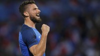 Olivier Giroud mungkin bukan pilihan utama di lini depan timnas Prancis. Tapi status sebagai supersub memungkinan Giroud mencetak gol-gol penting. Sebagai catatan, Giroud adalah pemain terproduktif di Les Bleus saat ini. (REUTERS/Vincent Kessler)