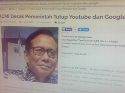 Gara-gara Minta Blokir YouTube dan Google, Situs ICMI Diserang