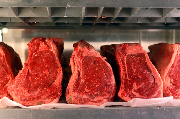 Close up of frozen beef.