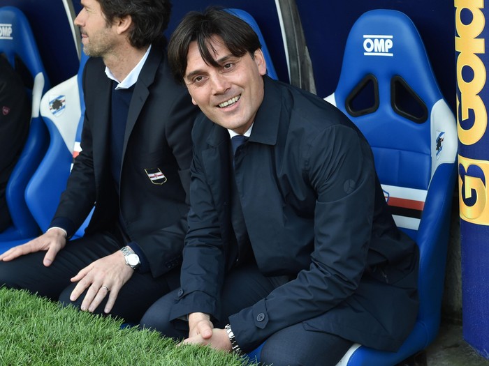 GENOA, GE - APRIL 10:  UC Sampdoria head coach Vincenzo Montella looks on before the Serie A match between UC Sampdoria and Udinese Calcio at Stadio Luigi Ferraris on April 10, 2016 in Genoa, Italy.  (Photo by Getty Images/Getty Images)