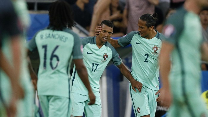Football Soccer - Portugal v Wales - EURO 2016 - Semi Final - Stade de Lyon, Lyon, France - 6/7/16
Portugals Nani celebrates scoring their second goal 
REUTERS/Robert Pratta
Livepic