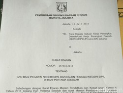 Ini Surat Edaran yang Bolehkan PNS DKI Antar Anak di Hari Pertama Sekolah
