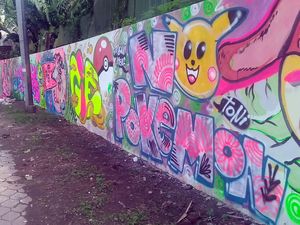Mural No Pokemon Ada di Belakang Gedung Negara Grahadi Surabaya