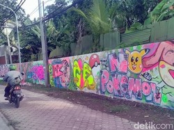 Mural No Pokemon Ada di Belakang Gedung Negara Grahadi Surabaya