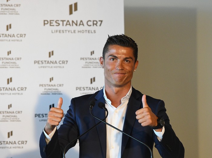 FUNCHAL, MADEIRA, PORTUGAL - JULY 22: Cristiano Ronaldo during the opening of the new 'Pestana CR7 Funchal' Hotel owned by Cristiano Ronaldo on July 22, 2016 in Funchal, Madeira, Portugal. (Photo by Octavio Passos/Getty Images)