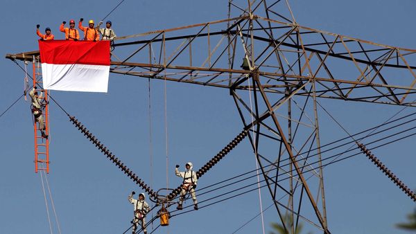 Melihat Aksi Petugas PLN Ganti Isolator SUTET