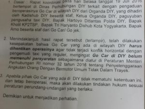 Tak Penuhi Aturan, Operasional Go-Car di Yogya Disetop