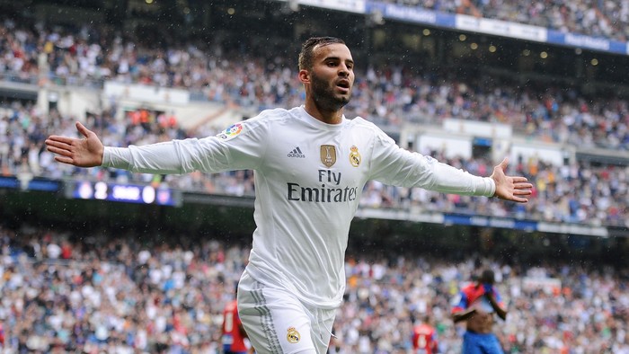 Jese Rodriguez MADRID, SPAIN - OCTOBER 17: Jese Rodriguez of Real Madrid celebrates after scoring Reals 3rd goal during the La Liga match between Real Madrid CF and Levante UD at estadio Santiago Bernabeu on October 17, 2015 in Madrid, Spain. (Photo by Denis Doyle/Getty Images)