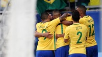 Brasil membuat empat gol ke gawang Denmark melalui Gabriel Barbosa di menit ke-26 ,Gabriel Jesus pada menit ke-40, Luan pada menit ke-50 dan Gabriel Barbosa alias Gabigol memberikan satu lagi gol untuk brasil di menit ke-80. Fernando Donasci/Reuters.