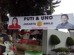 Muncul Spanduk Duet Puti dan Uno untuk Pilgub DKI Jakarta di Tugu Proklamasi