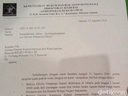 Ini Surat Kemenkum HAM yang Nyatakan Gloria Warga Prancis