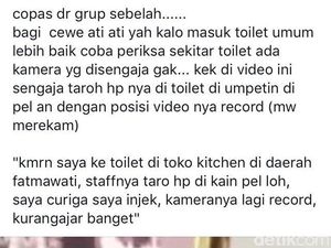 Heboh Pegawai Toko Alat Dapur di Fatmawati Rekam Pengunjung di Toilet