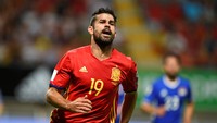 Pada laga Grup G Zona Eropa yang dihelat di Estadio Reino de Leon, Selasa (6/9/2016) dinihari WIB, gol Spanyol dicetak oleh Diego Costa (dua gol), Sergi Roberto, David Silva (dua gol), Vitolo, Alvaro Morata (dua gol). REUTERS/Eloy Alonso.