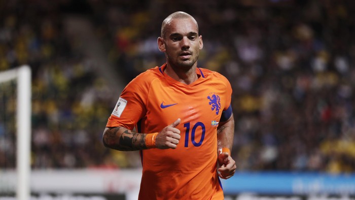 SOLNA, SWEDEN - SEPTEMBER 06: Wesley Sneijder of Netherlands during the FIFA World Cup Qualifier between Sweden and Netherlands at Friends arena on September 6, 2016 in Solna, Sweden. (Photo by Nils Petter Nilsson/Ombrello/Getty Images)